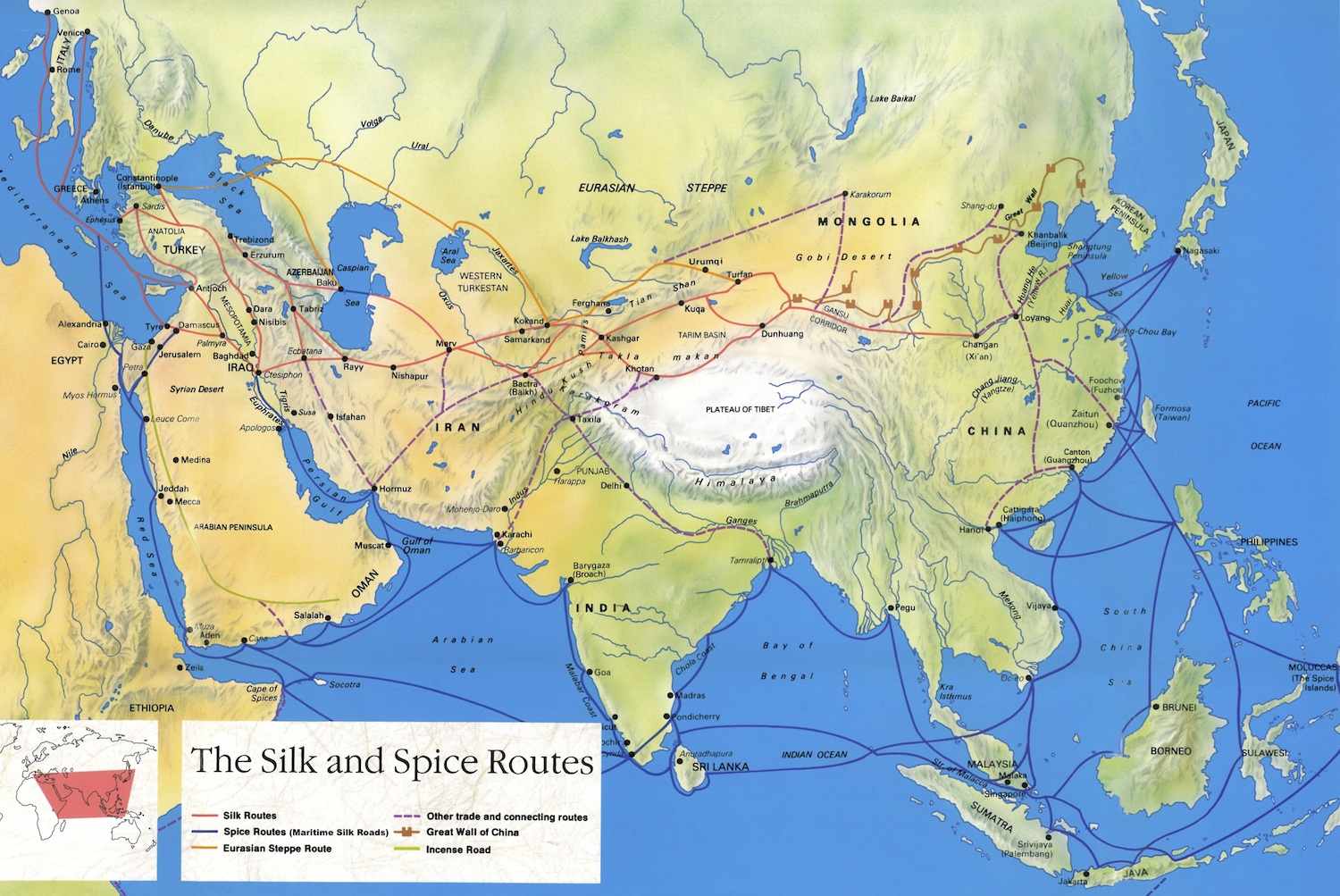 Bản đồ Con Đường Tơ Lụa - Silk Road Map